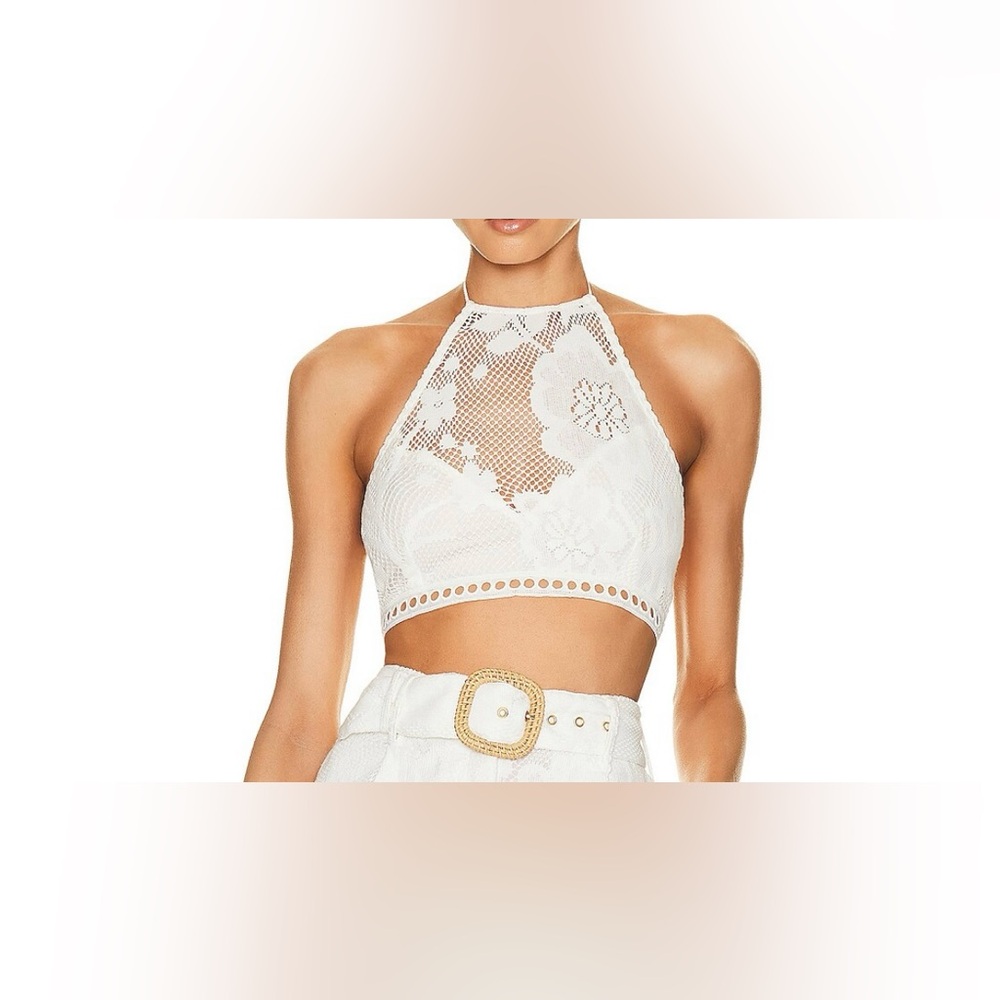 HEMANT & NANDITA Nysa Halter Neck Crop Top in Off White Size Small